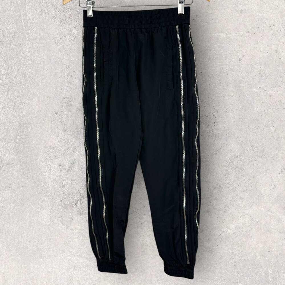 RtAā Black Sporte Track Pants Joggers Edgy Zipper Womens Size XS High Waist Y2K